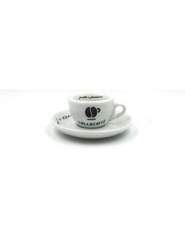 LOLLO Tazzine da caffè con piattino in ceramica e Logo Confezione da 6 Pezzi