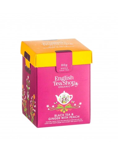 ENGLISH TEA SHOP BLACK TEA & GINGER with PEACH sfuso a foglie intere Eco-box 80 g.