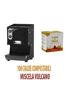 MACCHINA CAFFE AROMA MIA NERA + 100 Cialde Caffe di Roma VULCANO