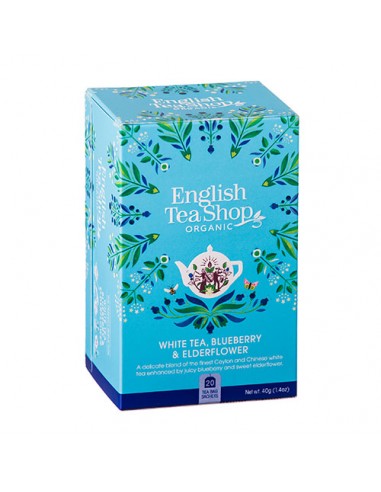 ENGLISH TEA SHOP WHITE TEA BLUEBERRY & ELDERFLOWER Astuccio 20 filtri BIO da 40 g