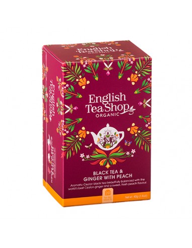 ENGLISH TEA SHOP BLACK TEA & GINGER WITH PEACH Astuccio 20 filtri da 40 g